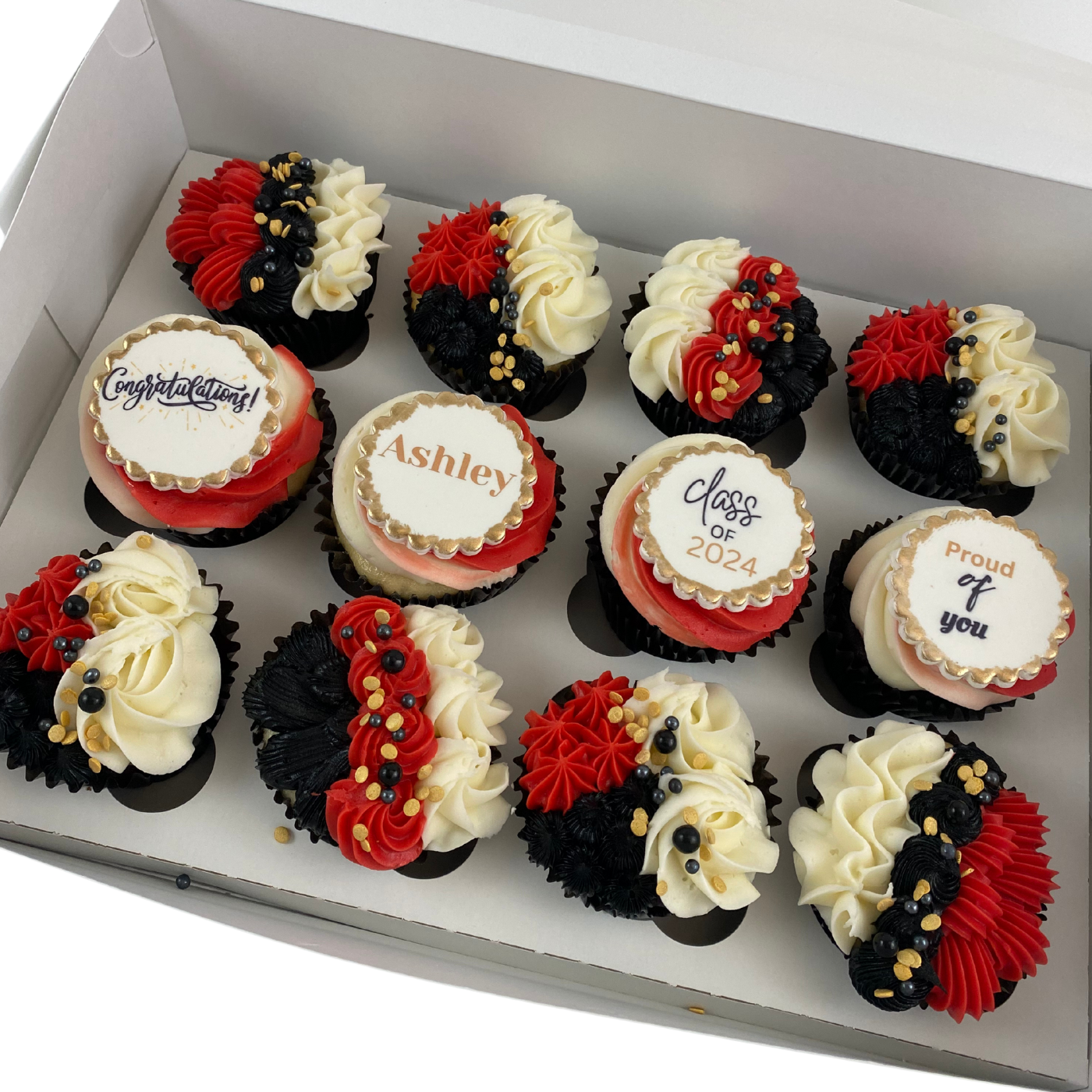 Custom Dozen Graduation Cupcakes