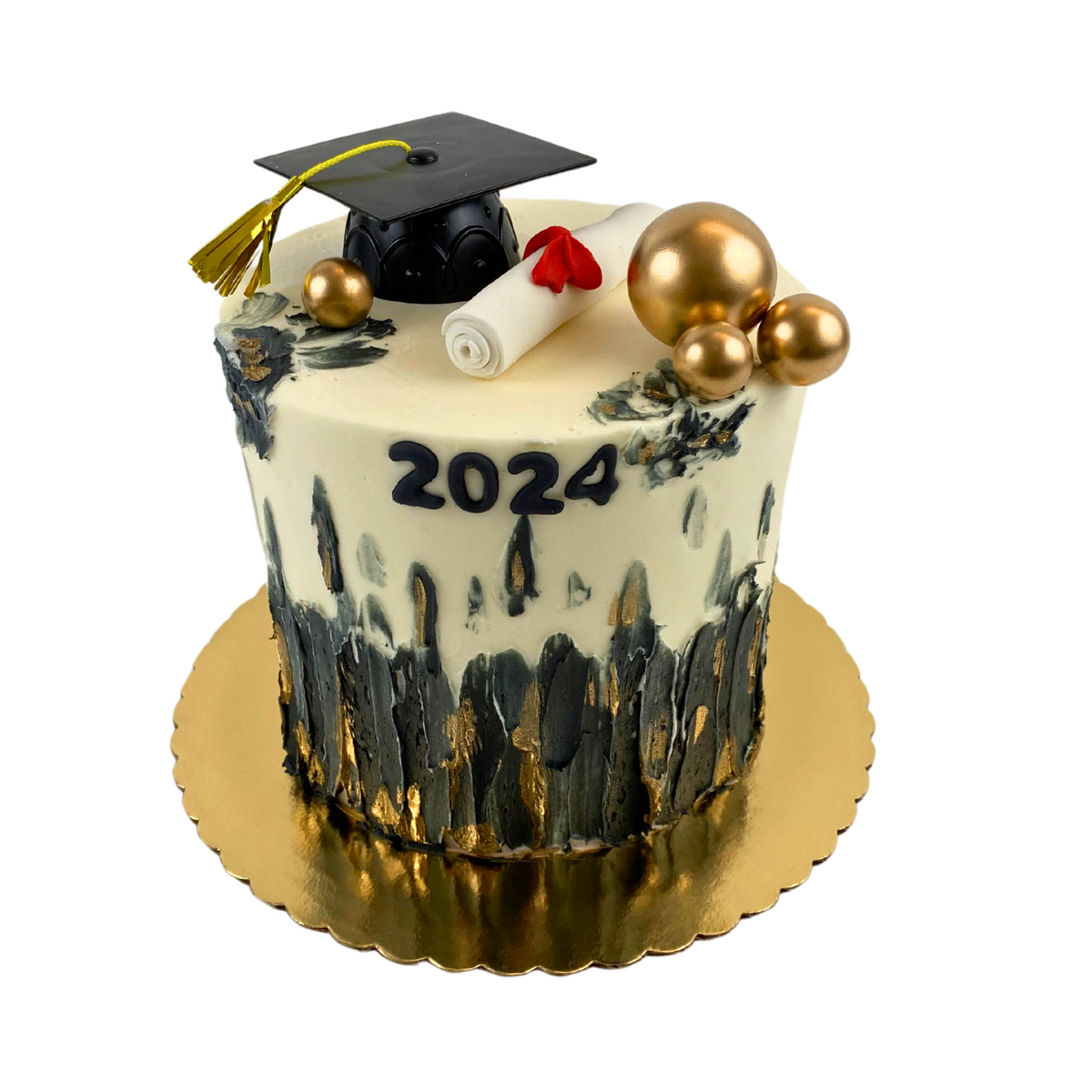 Black & Gold Graduation Cake