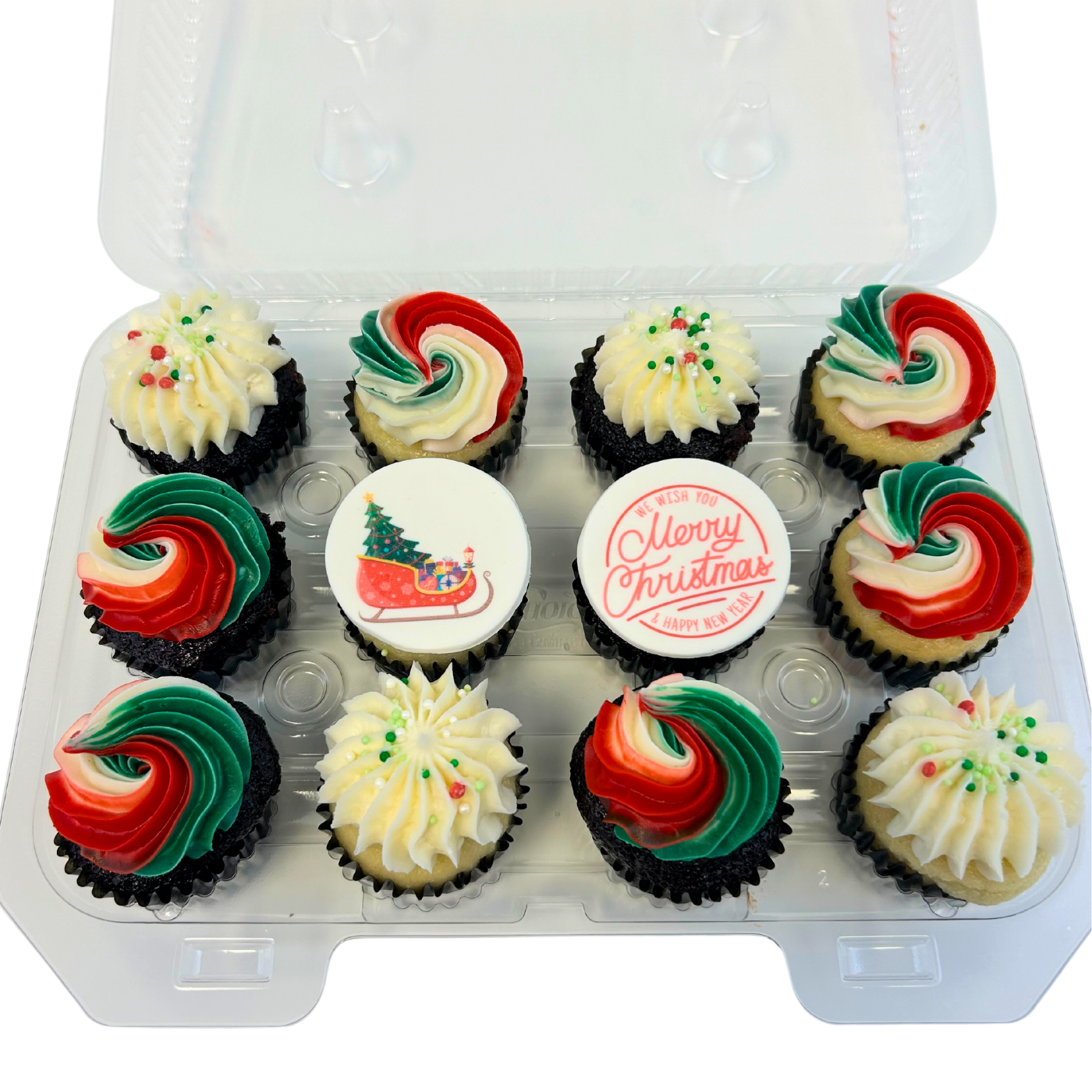 2 Dozen Colorful Holiday Minis – Trophy Cupcakes