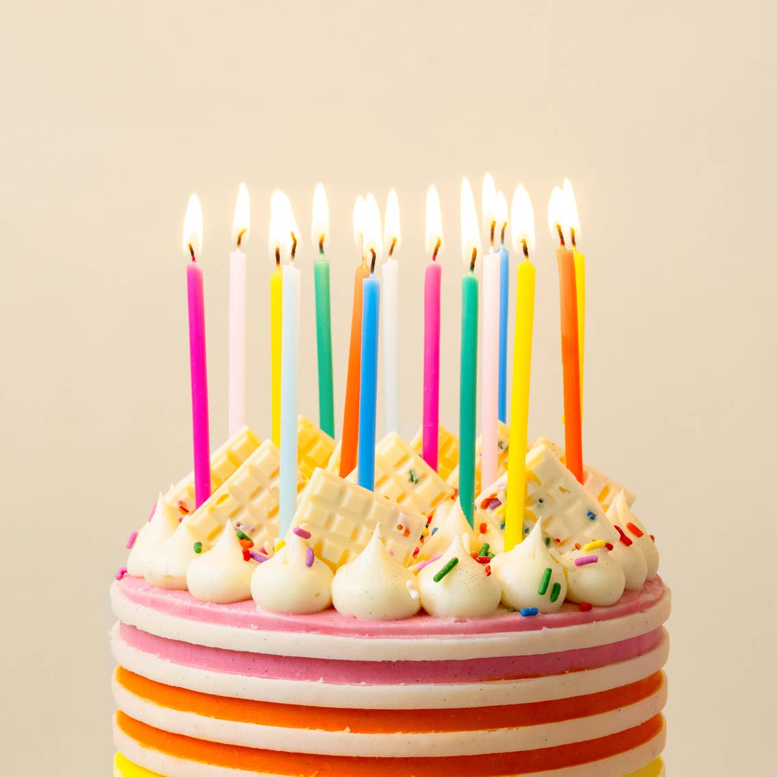 Tall Rainbow Birthday Candles | 16 Pack
