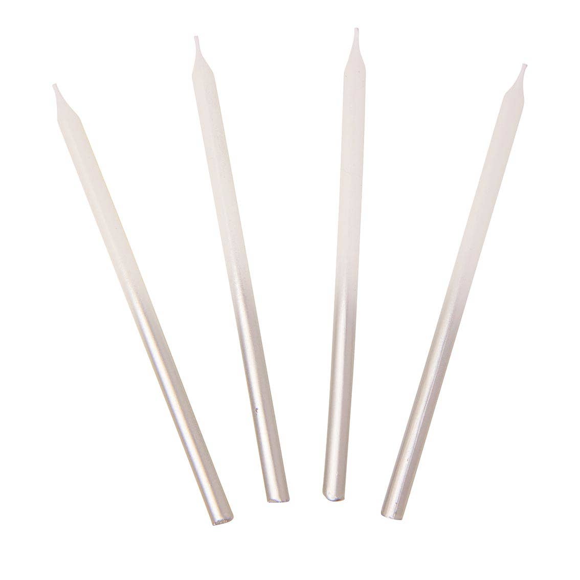 White & Silver Birthday Candles | 16 Pack