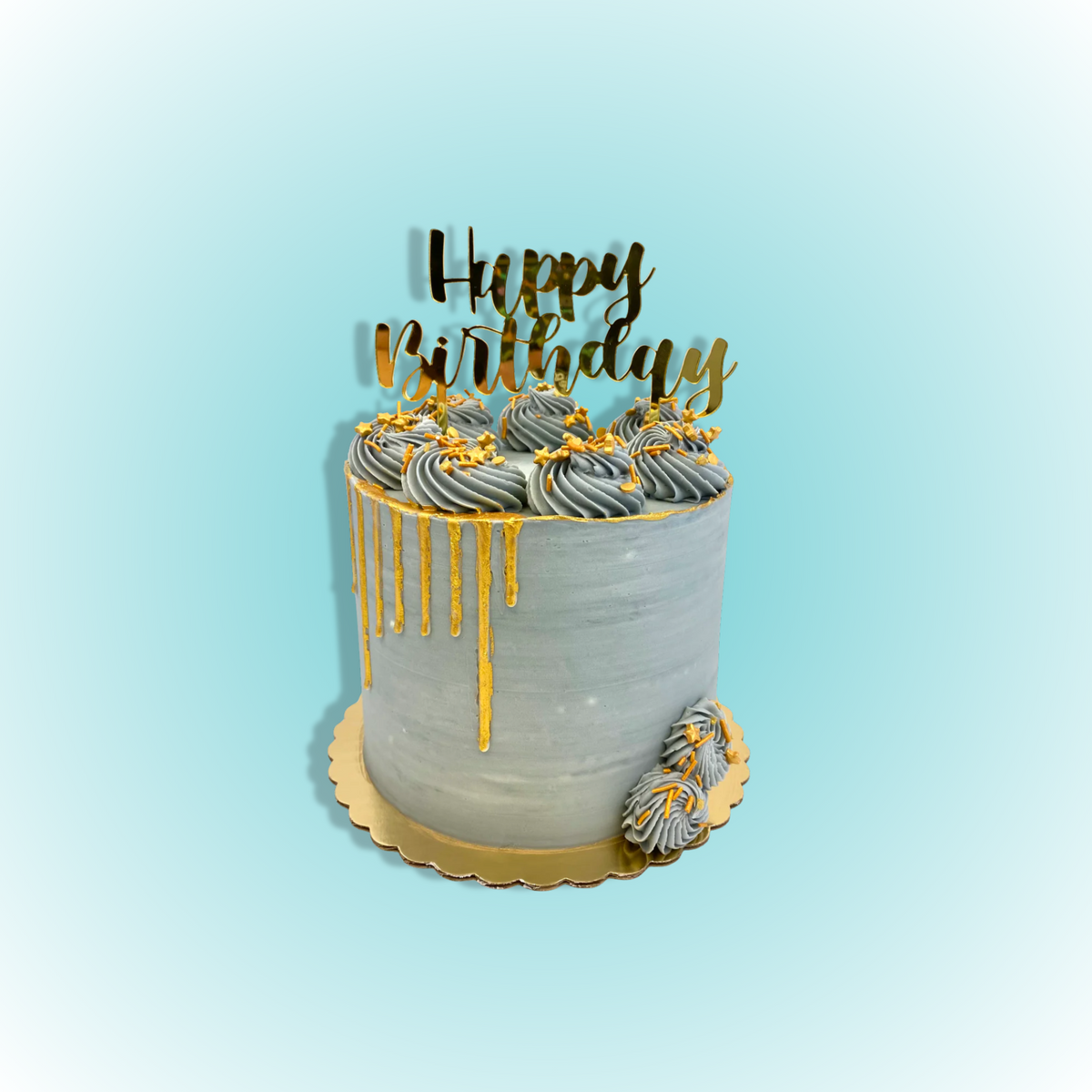 Gold and Grey Birthday Cake