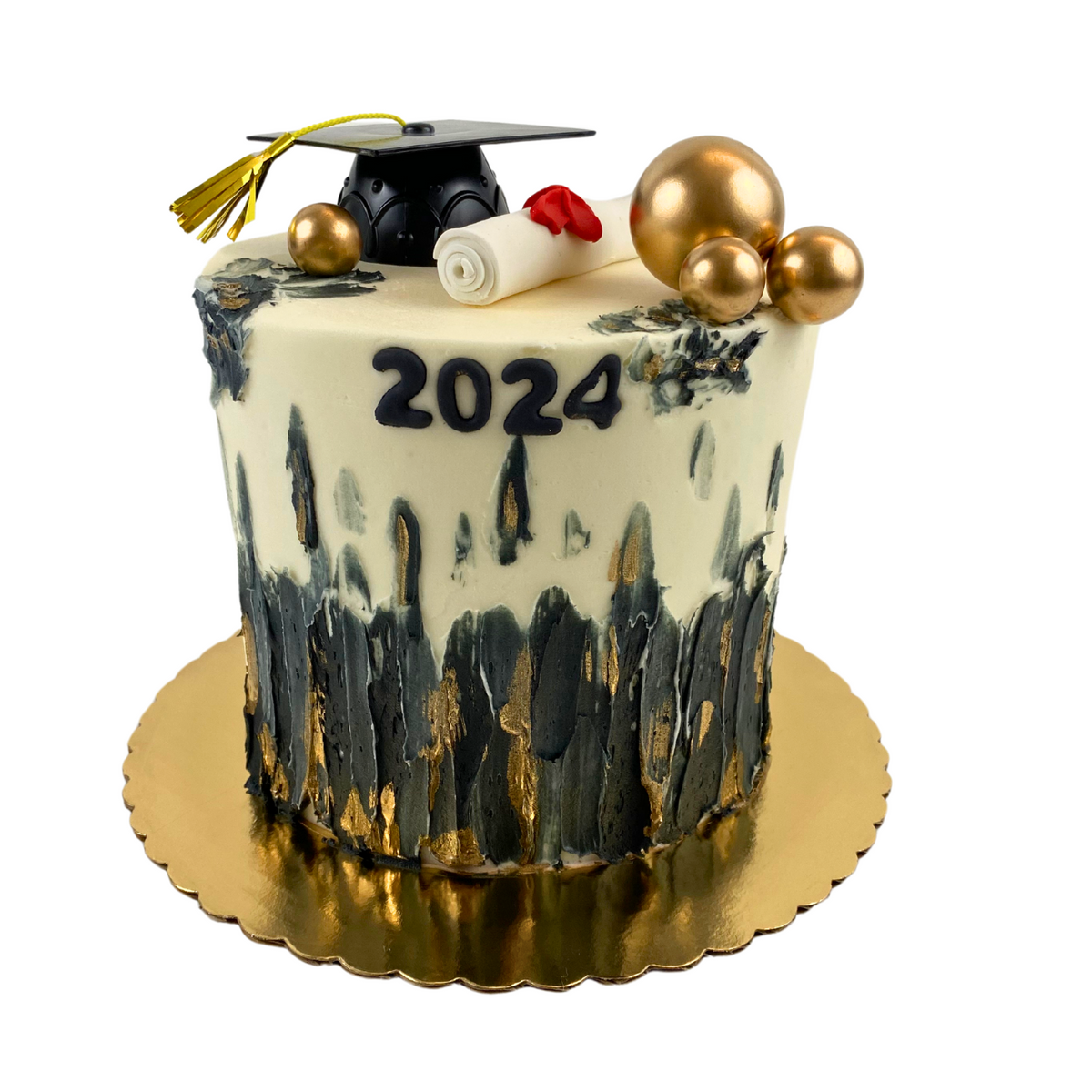 Black & Gold Graduation Cake