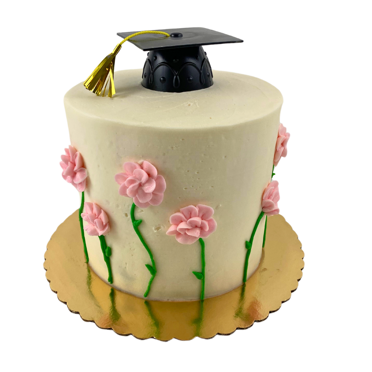Pink Floral Graduation Cake