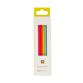 Tall Rainbow Birthday Candles | 16 Pack