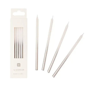 White & Silver Birthday Candles | 16 Pack
