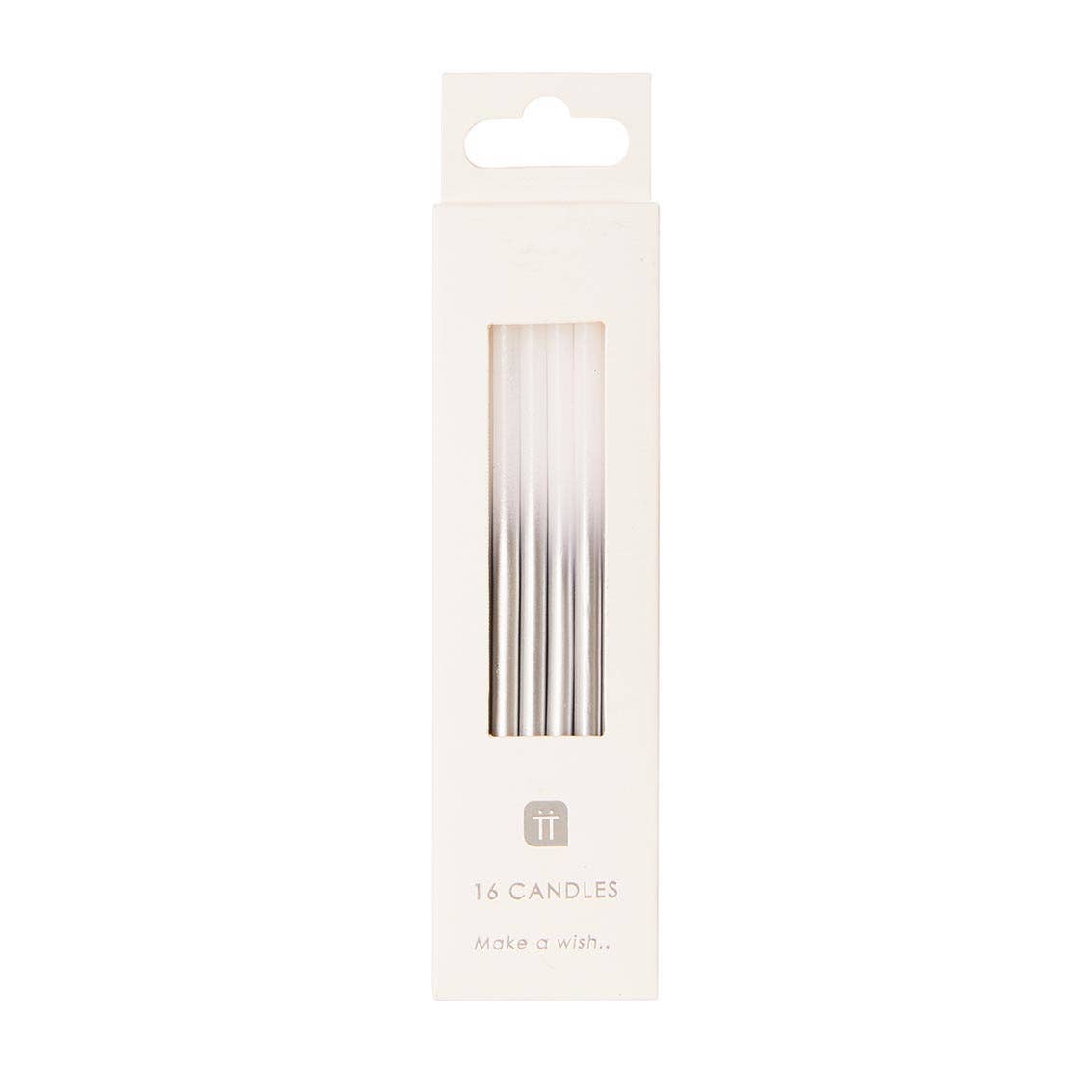 White & Silver Birthday Candles | 16 Pack