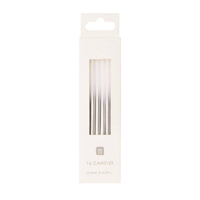 White & Silver Birthday Candles | 16 Pack