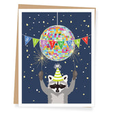 Disco Raccoon Birthday Card