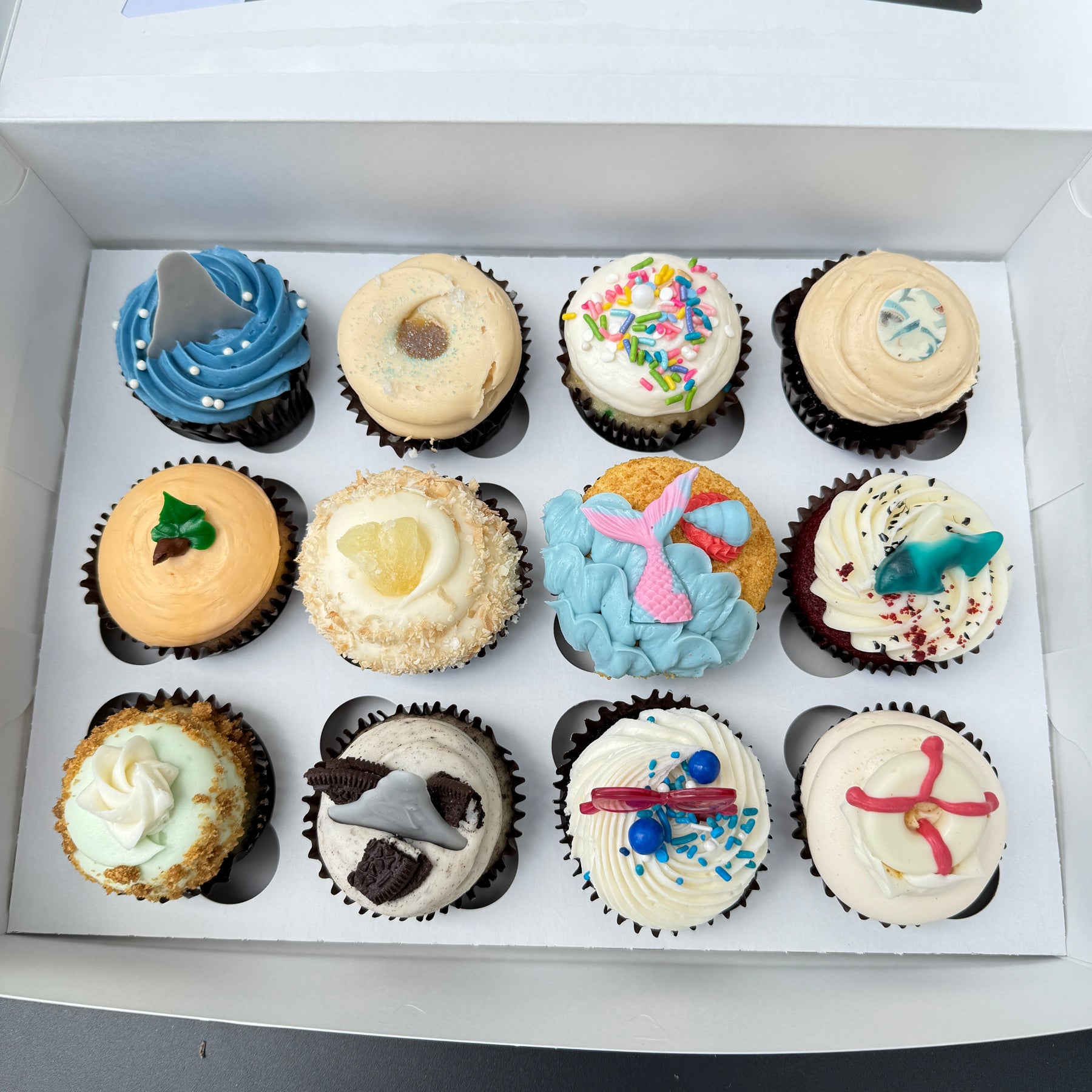 Shark/Beach week cupcakes