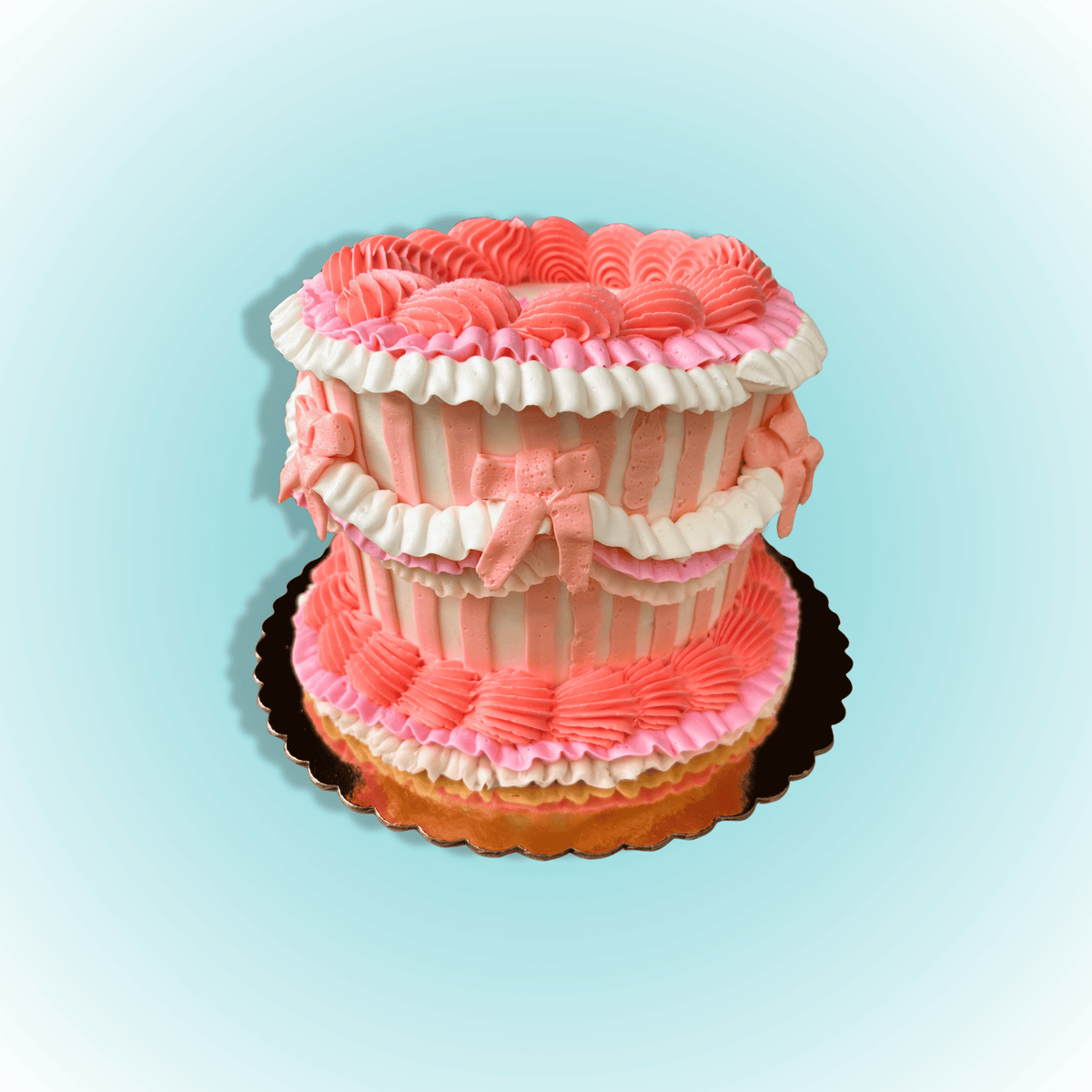 Pink Ruffle Bow Cake
