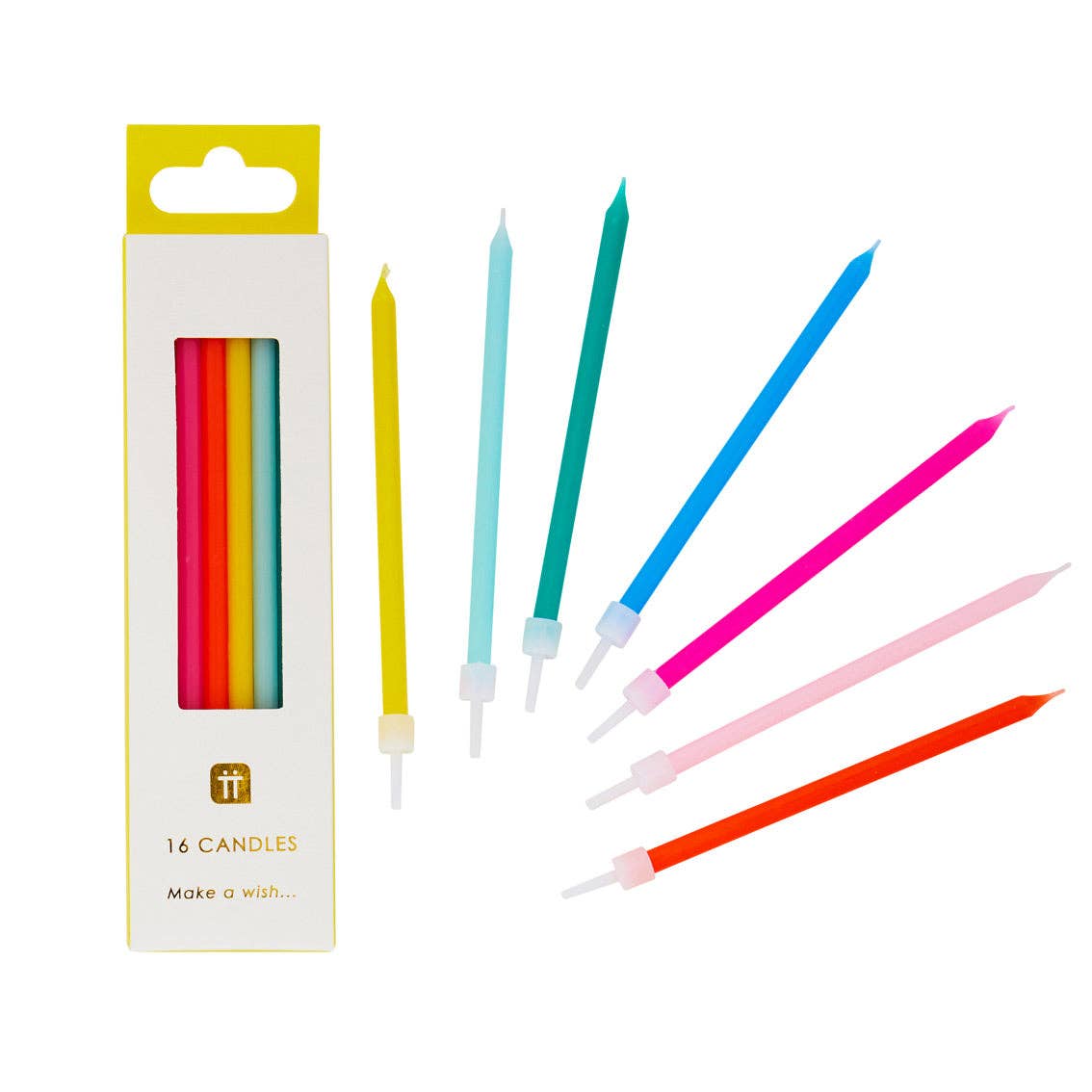 Tall Rainbow Birthday Candles | 16 Pack