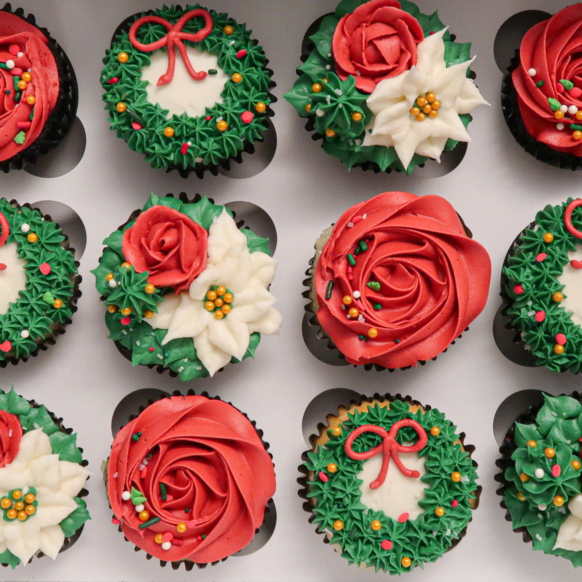 Holiday Floral Cupcakes