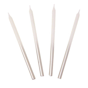 White & Silver Birthday Candles | 16 Pack