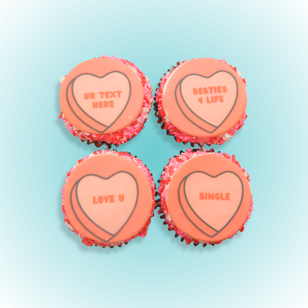 Customizable Conversation Heart Cupcakes (preorder)
