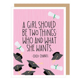 Coco Chanel What She Wants Quote Graduation Card