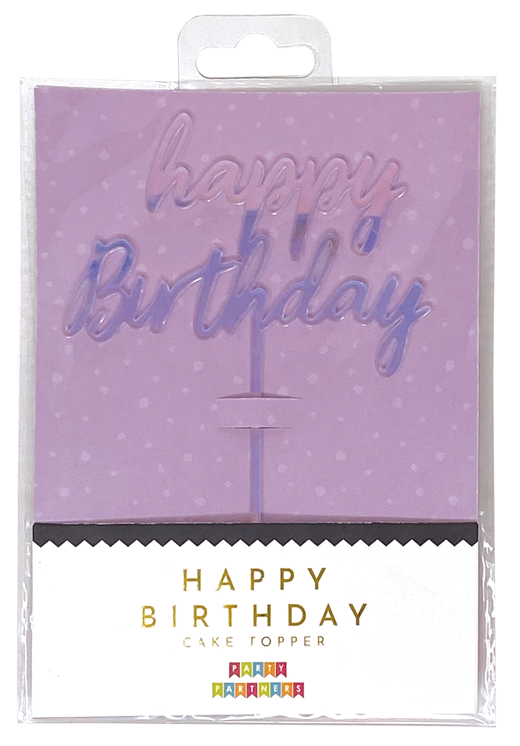 Iridescent Happy Birthday Cake Topper