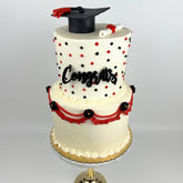 Two-tier Graduation Cake Polka Dots